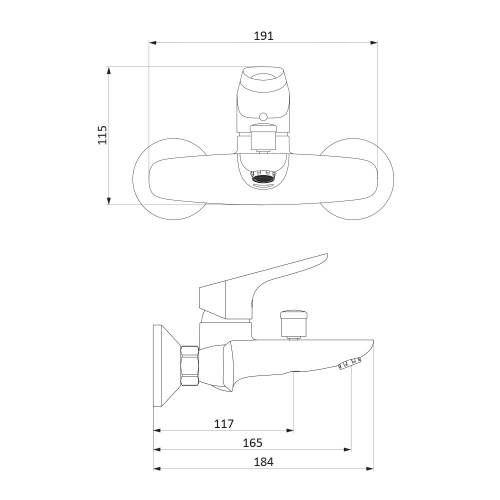 фото 771000301 jupiter, смеситель для ванны и душа, черный
