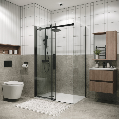 картинка Душевая перегородка 200.K33.04.80.42.00 Classic (80*195) графит сатин, стекло прозрачное, 1 место от магазина Сантехстрой