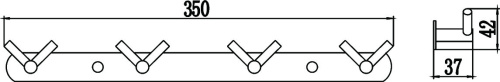 картинка Планка с крючками (4 крючка) Savol (S-007224) от магазина Сантехстрой