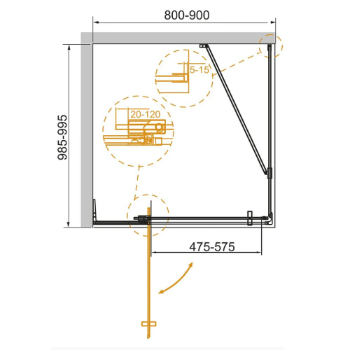 картинка Душевой уголок Cezares Slider 90x100 SLIDER-AH-1-80-90/100-BR-Cr профиль Хром стекло бронзовое от магазина Сантехстрой