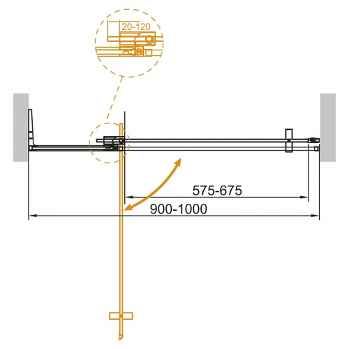 картинка Душевая дверь Cezares Slider 100 SLIDER-B-1-90/100-C-BORO профиль Брашированное золото стекло прозрачное от магазина Сантехстрой