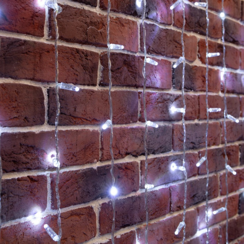 картинка Гирлянда Светодиодный Дождь 2х6м,  постоянное свечение,  прозрачный провод,  230 В,  диоды БЕЛЫЕ от магазина Сантехстрой