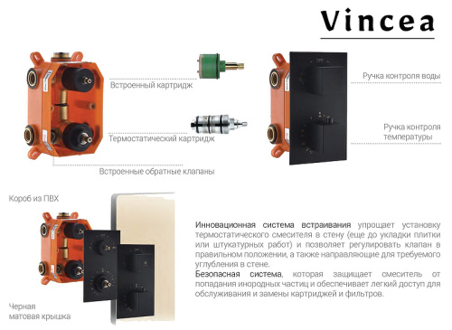 картинка Душевая система Vincea VSFW-102TCH с термостатом Хром от магазина Сантехстрой