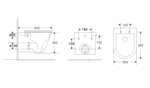 картинка Подвесной унитаз безободковый Terminus Классик 540х365 белый от магазина Сантехстрой