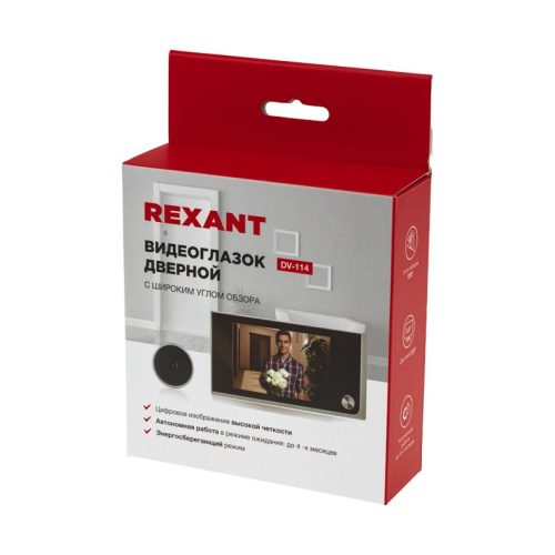 картинка Видеоглазок дверной REXANT (DV-114) с цветным LCD-дисплеем 3.5",  широкий угол обзора 120° от магазина Сантехстрой