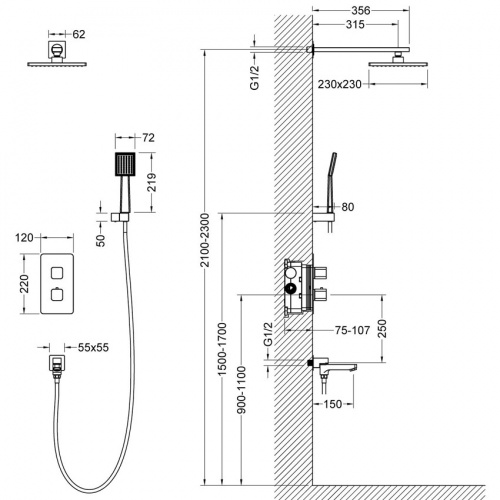 картинка Душевая система встроенная с термостатом Timo Petruma золото матовое (SX-5049/17SM) от магазина Сантехстрой