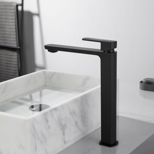 картинка Смеситель для накладной раковины Next VBF-1N2MB однорычажный, черный от магазина Сантехстрой