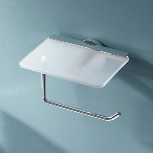 картинка A85A341500 X-Joy, Держатель для туалетной бумаги с полкой, хром от магазина Сантехстрой