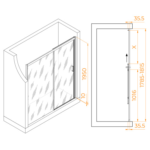 картинка Душевая дверь RGW PA-017 180*195 профиль Хром стекло Матовое от магазина Сантехстрой