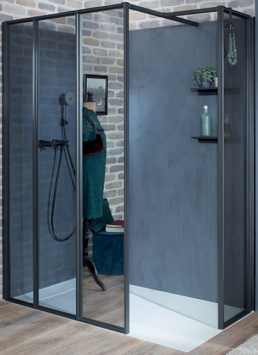 картинка Душевая стенка Jacob Delafon Nouvelle Vague 40 E94WI40-VTG профиль Черный матовый стекло тонированное от магазина Сантехстрой