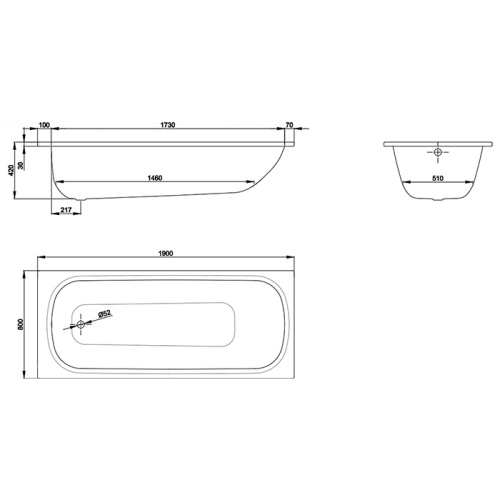 картинка BETTE Form 2020 Ванна 1900х800х420 мм., с системой антишум, BetteGlasur® Plus, BetteАнтислип, цвет белый от магазина Сантехстрой
