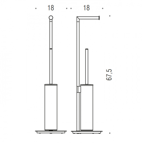 картинка Colombo Mini Стойка напольная с держателем т/б, ерш H61,5cм D18cм, цвет: PVD графит матовый от магазина Сантехстрой