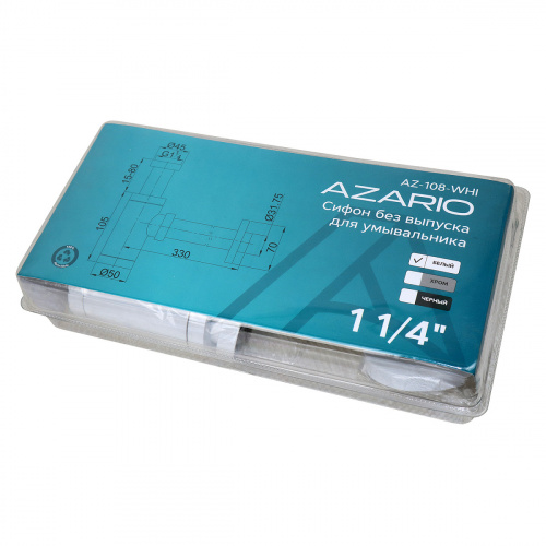 картинка Сифон для раковины AZARIO G 1 1/4, без выпуска, цилиндр, латунь, белый (AZ-108-WHI) от магазина Сантехстрой