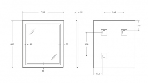 картинка Зеркало BelBagno SPC-KRAFT-700-800-SENS-AL от магазина Сантехстрой