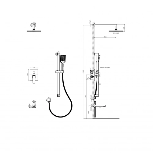 картинка Встроенная душевая система RUSH Thira (TR3635-60Black) от магазина Сантехстрой