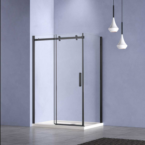 картинка Душевой уголок Como-N VSR-4CN8013CLB, 1300*800, черный, стекло прозрачное от магазина Сантехстрой