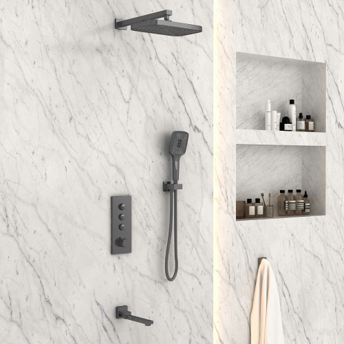 картинка Душевая система Vincea VSFW-433T1GM с термостатом Вороненая сталь от магазина Сантехстрой