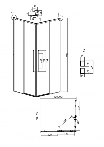 картинка Душевое ограждение Grossman Galaxy 300.K33.01.9080.10.02 (90х80х195) прямоугольник,раздвижная,хром,стекло шиншилла, 1 место от магазина Сантехстрой