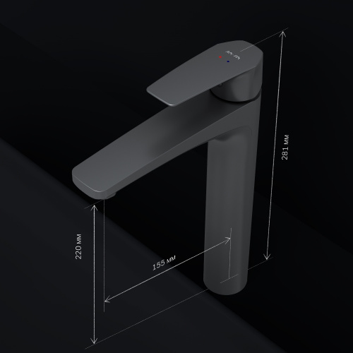 картинка F90A92022 Gem, смеситель для умывальника высокий, черный, шт. от магазина Сантехстрой