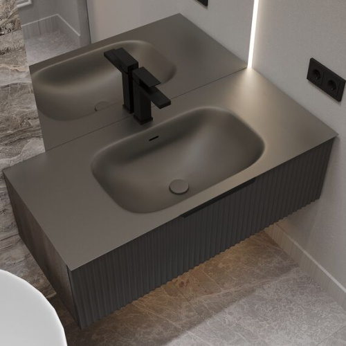 картинка Раковина из авиаля Oliveeka M115B100 темный коричневый от магазина Сантехстрой