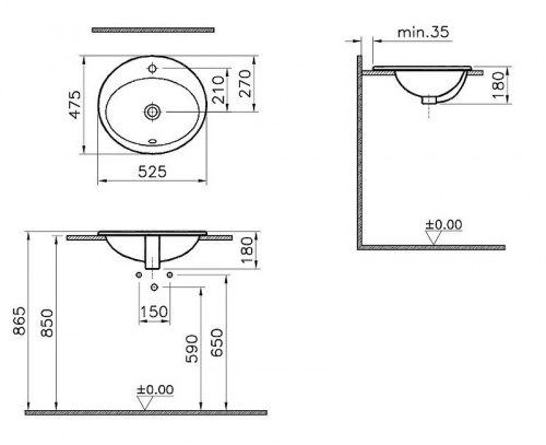 картинка Раковина Vitra S20 53 5468B003-0001 Белая от магазина Сантехстрой
