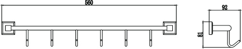 картинка Планка с крючками (6 крючков) Savol 95 (S-009576) от магазина Сантехстрой