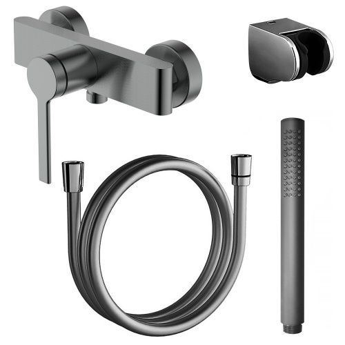 фото смеситель для душа azario vincente с ручным душем, керамический картридж, без излива, графит (az-vrz338326aj)