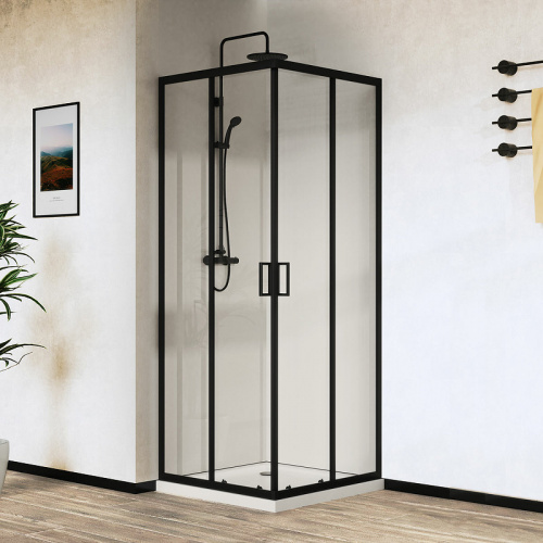 картинка Душевой уголок Vincea City 100х80 VSS-5CT8010CLB профиль Черный стекло прозрачное от магазина Сантехстрой
