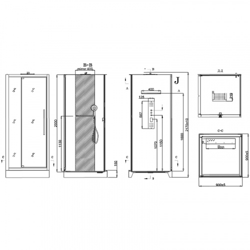 картинка Душевая кабина Black&White Galaxy 90х90 8022000 с гидромассажем от магазина Сантехстрой