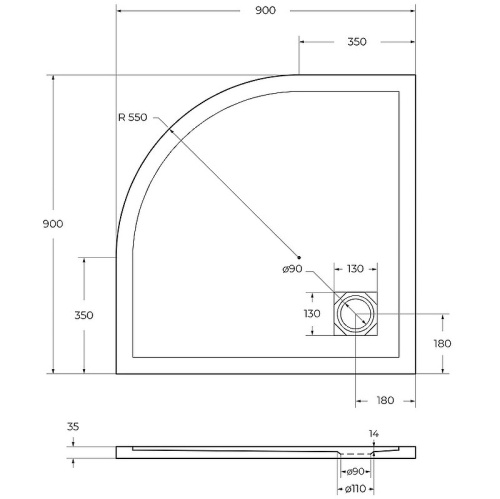 картинка Душевой поддон из искусственного камня BelBagno Uno 90x90 TRAY-MR-UNO-R-90-550-35-W-CR Белый от магазина Сантехстрой