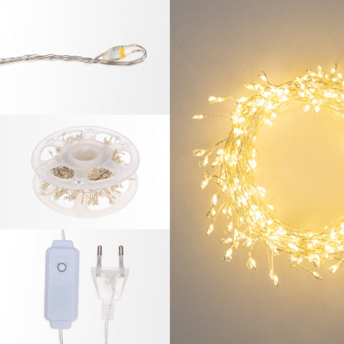 картинка Гирлянда светодиодная Роса Фейерверк с контроллером 10м,  250LED,  ТЕПЛЫЙ БЕЛЫЙ,  IP20, на катушке NEON-NIGHT от магазина Сантехстрой