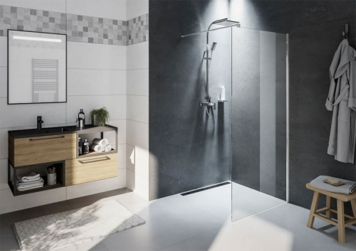 картинка Душевая перегородка Riho Novik Z400 90 G003030120 (GZ4090000) профиль Хром стекло прозрачное от магазина Сантехстрой