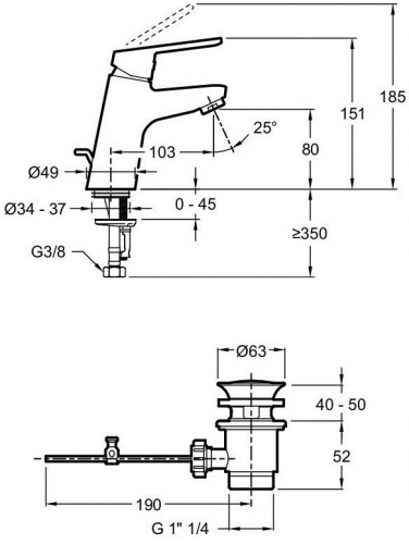 картинка Смеситель для раковины Jacob Delafon e29869-bl Черный от магазина Сантехстрой