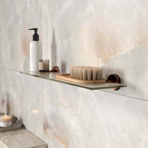 картинка Стеклянная полка WasserKRAFT Asphe K-77724 Розовое золото от магазина Сантехстрой