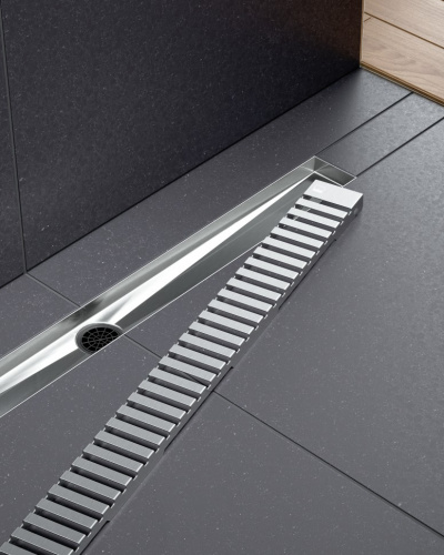 картинка Душевой лоток TIMO Drain System 900 с вставкой "lines", Хром (DS230109/00) от магазина Сантехстрой