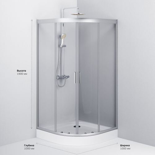 картинка W90G-401-100WT Gem душевое ограждение 100х100, стекло прозрачное, профиль матовое серебо,без поддона от магазина Сантехстрой