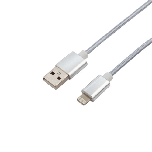 картинка Кабель REXANT USB-Lightning 1 м,  серебристая нейлоновая оплетка от магазина Сантехстрой
