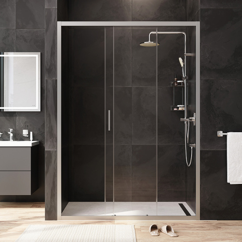 картинка Душевая дверь AM.PM Gem 140 W90G-140-1-195MT профиль Хром матовый стекло прозрачное от магазина Сантехстрой