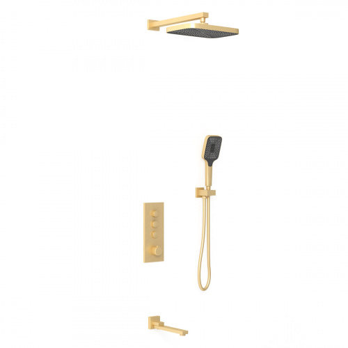 картинка Душевой комплект VSFW-433T1BG встраиваемый, термостатический, трехрежимный, брашированное золото от магазина Сантехстрой