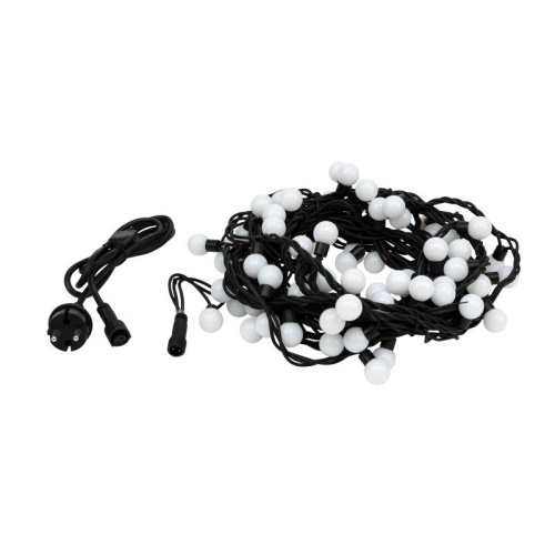 картинка Гирлянда Мультишарики Ø23 мм,  10 м,  черный каучук,  80 LED,  постоянное свечение,  цвет Белый от магазина Сантехстрой