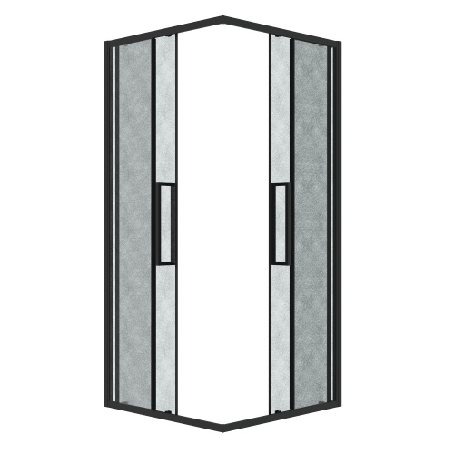картинка Душ.ограждение 300.K33.02.9090.21.02 Cosmo (90*90*195) квадрат,раздвижн,черн. матов,стекло шиншилла от магазина Сантехстрой