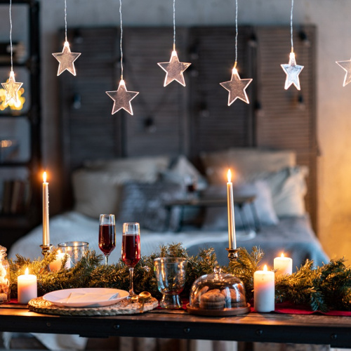 картинка Гирлянда светодиодная Звезды 1,5х0,6 м,  прозрачный провод,  теплый белый свет свечения NEON-NIGHT от магазина Сантехстрой