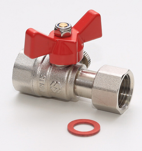 картинка Кран шаровой, MVI, Premium, 1/2" х 1/2", НВ, PN 16, ручка-бабочка, для подключения манометра, накидная гайка ВР с прокладкой со стороны манометра от магазина Сантехстрой