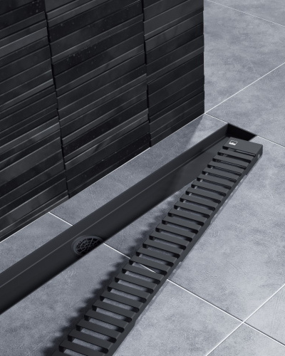 картинка Душевой лоток TIMO Drain System 900 с вставкой "lines", Чёрный (DS230109/03) от магазина Сантехстрой