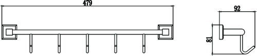 картинка Планка с крючками (5 крючков) Savol 95 (S-009575) от магазина Сантехстрой