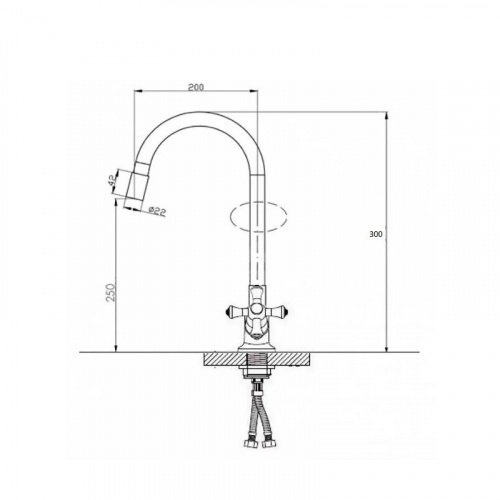картинка Смеситель для кухни с гибким изливом D-Lin D153807-2, хром/серый от магазина Сантехстрой