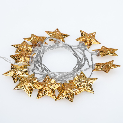 картинка Гирлянда светодиодная на солнечной батарее Звезды 12 LED ТЕПЛЫЙ БЕЛЫЙ 1,2 метра от магазина Сантехстрой