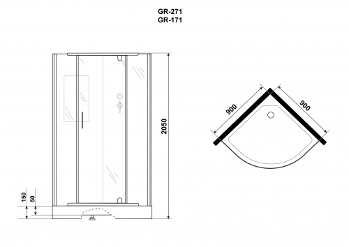 картинка Душ.каб. GR271 (90*90*205) GROSSMAN Classic 4 места от магазина Сантехстрой