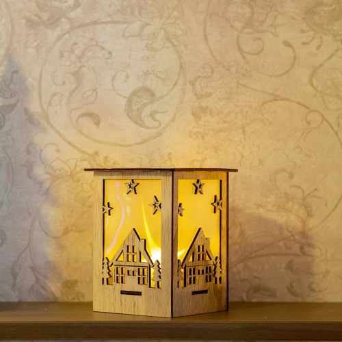 картинка Деревянная фигурка с подсветкой Волшебный фонарик 13,8x11x11 см от магазина Сантехстрой