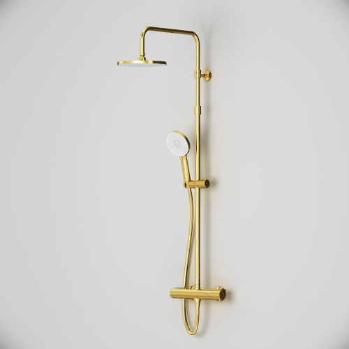 картинка F0785A499 X-Joy, душ.система:  см-ль д/душа с ТМС, душ.штанга,верхний душ 220мм, ручн душ, золото от магазина Сантехстрой